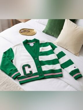 Champion Green & White Striped Cardigan